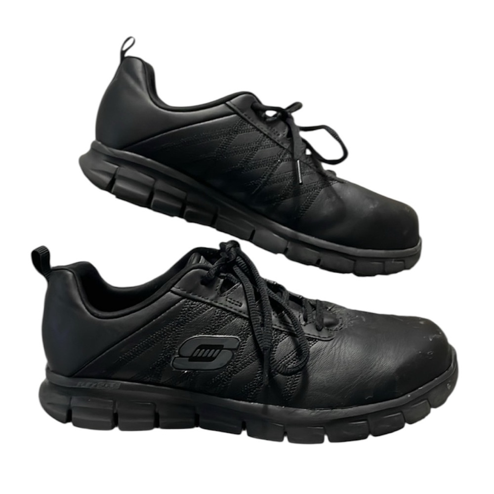 Skechers Work STEEL TOE Memory Foam Slip Resistant Leather Shoes Womens Size 8.5